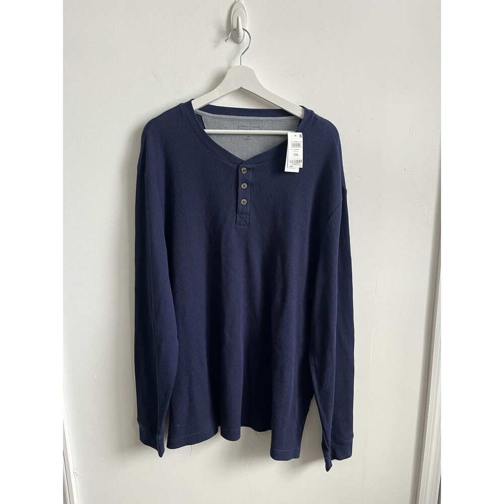 Club Room Men's Navy Blue Thermal Henley Shirt - Navy - 4XL NWT
